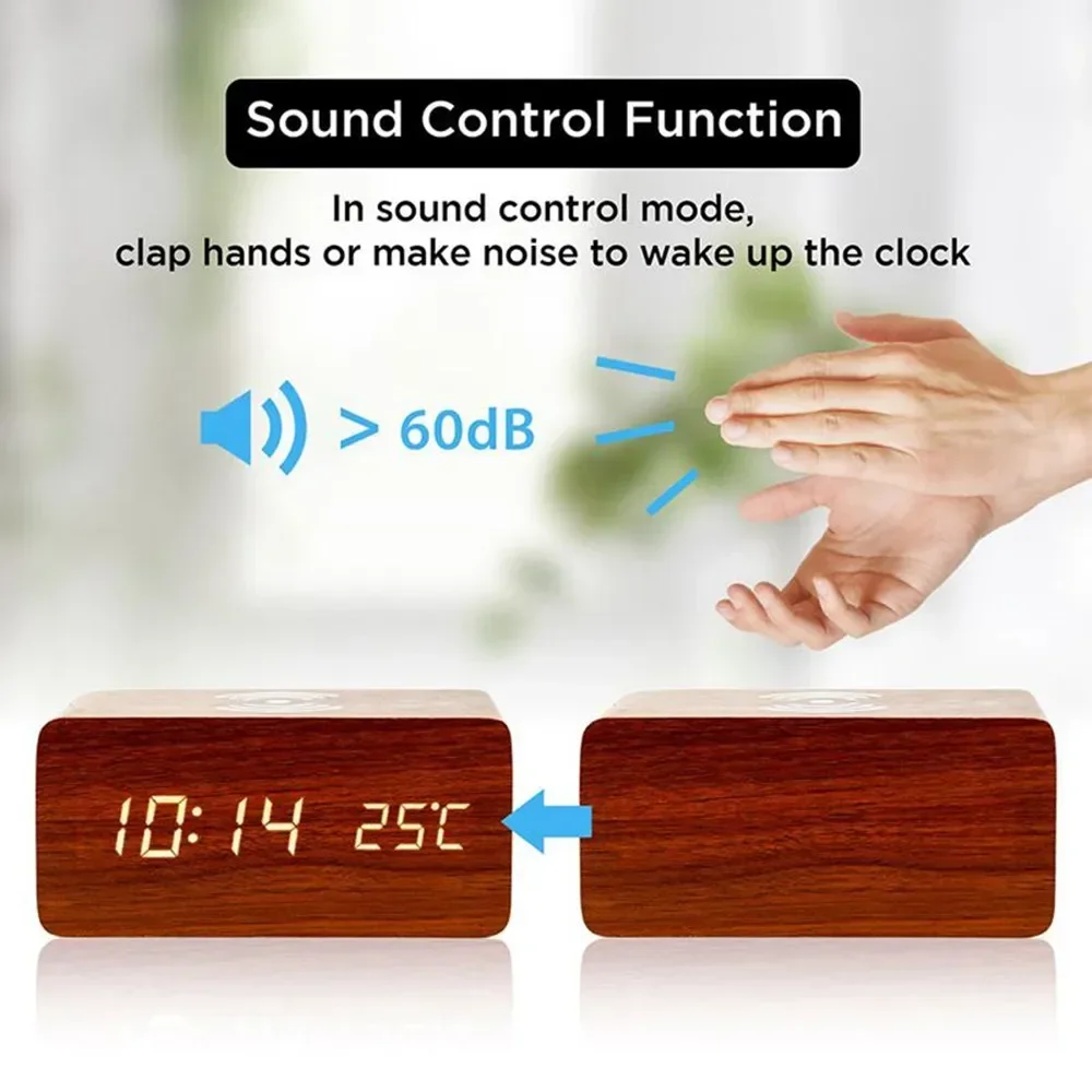 Réveil LED numérique en bois,  - Modern Electronics Gadgets avis et prix
